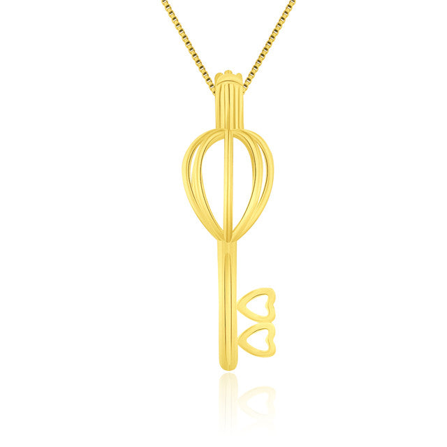 Gold Sterling Silver Key Pendant