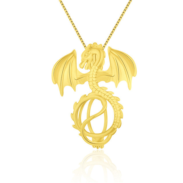 Gold Sterling Silver Dragon Pendant