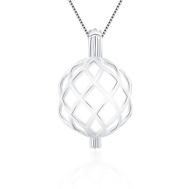 14mm Large Twist Cage Sterling Silver Pendant