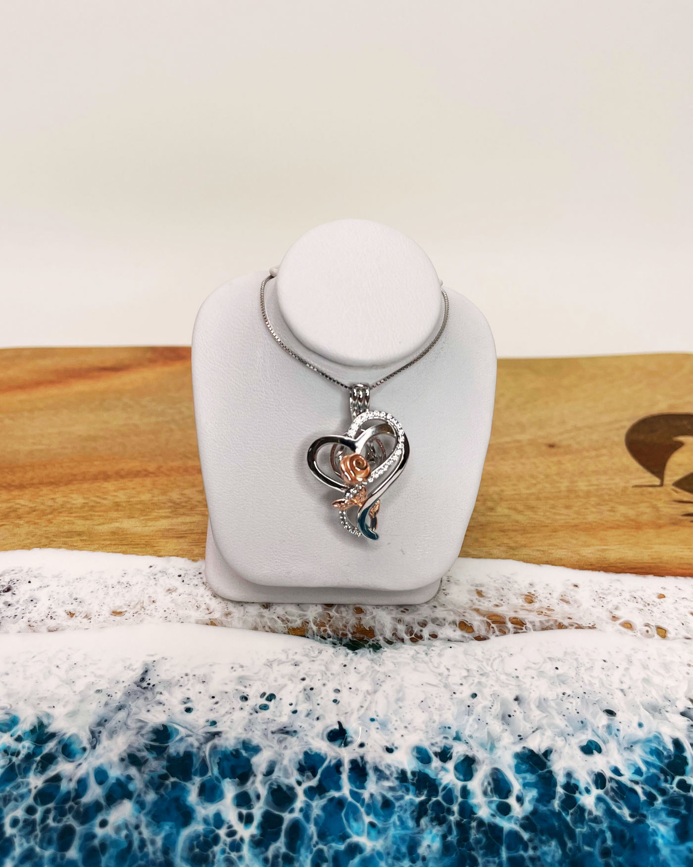 Sterling Silver Rose Gold Heart Pendant