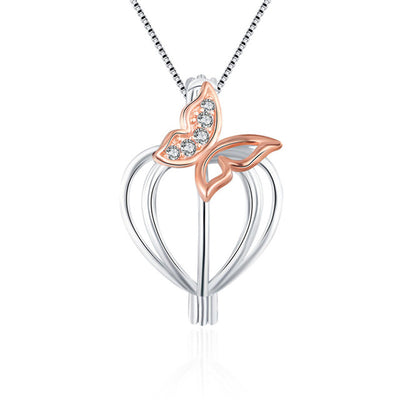 Sterling Silver Rose Gold Tiny Butterfly Pendant